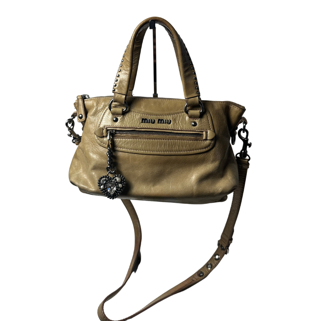 Miu Miu Leather Vitello Beige Handbag