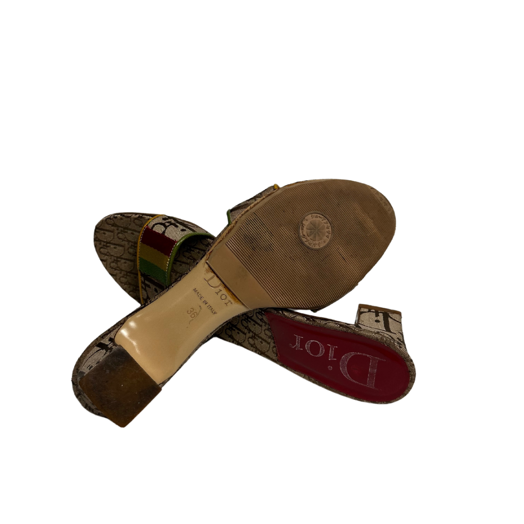 Christian Dior Rasta Monogram Mules