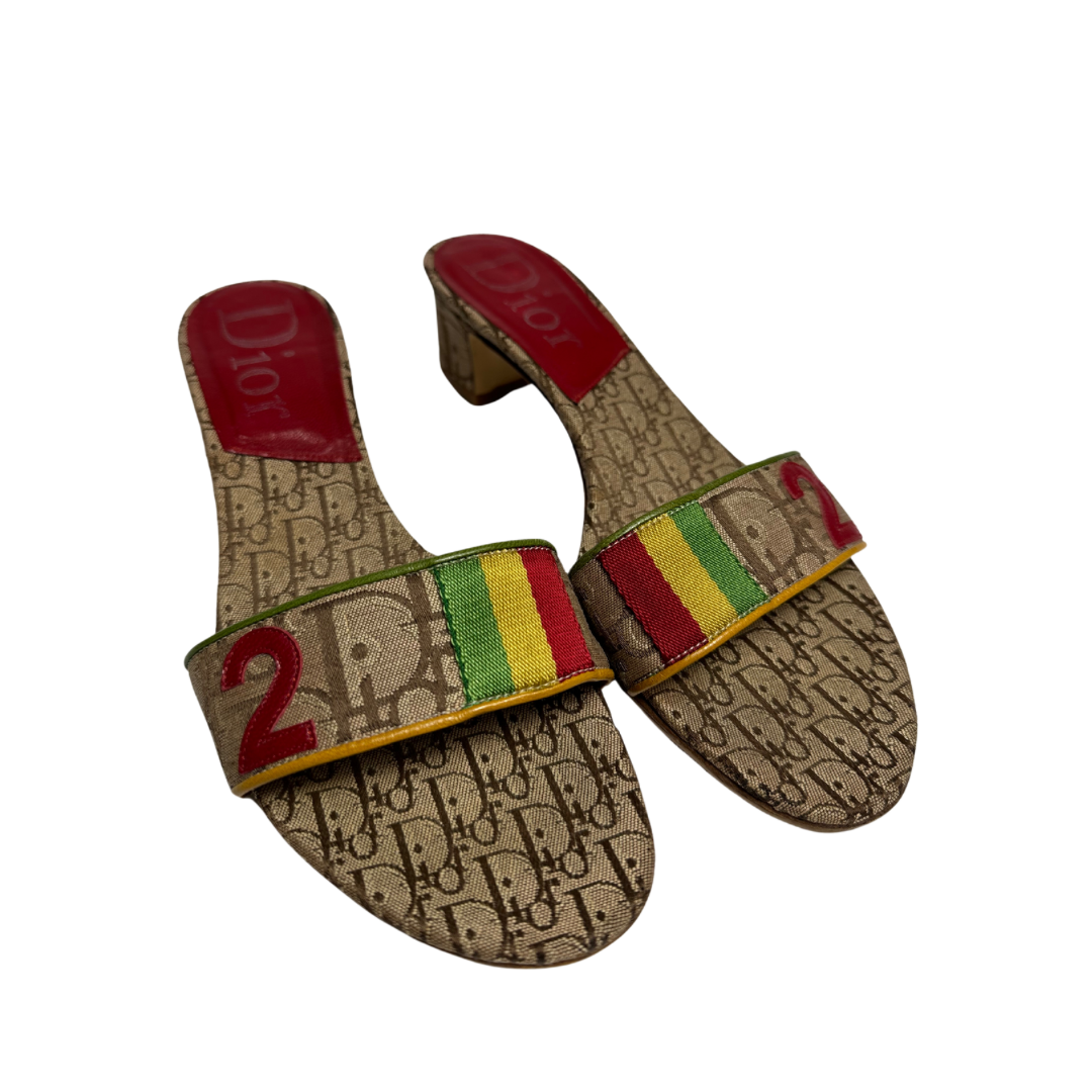 Christian Dior Rasta Monogram Mules