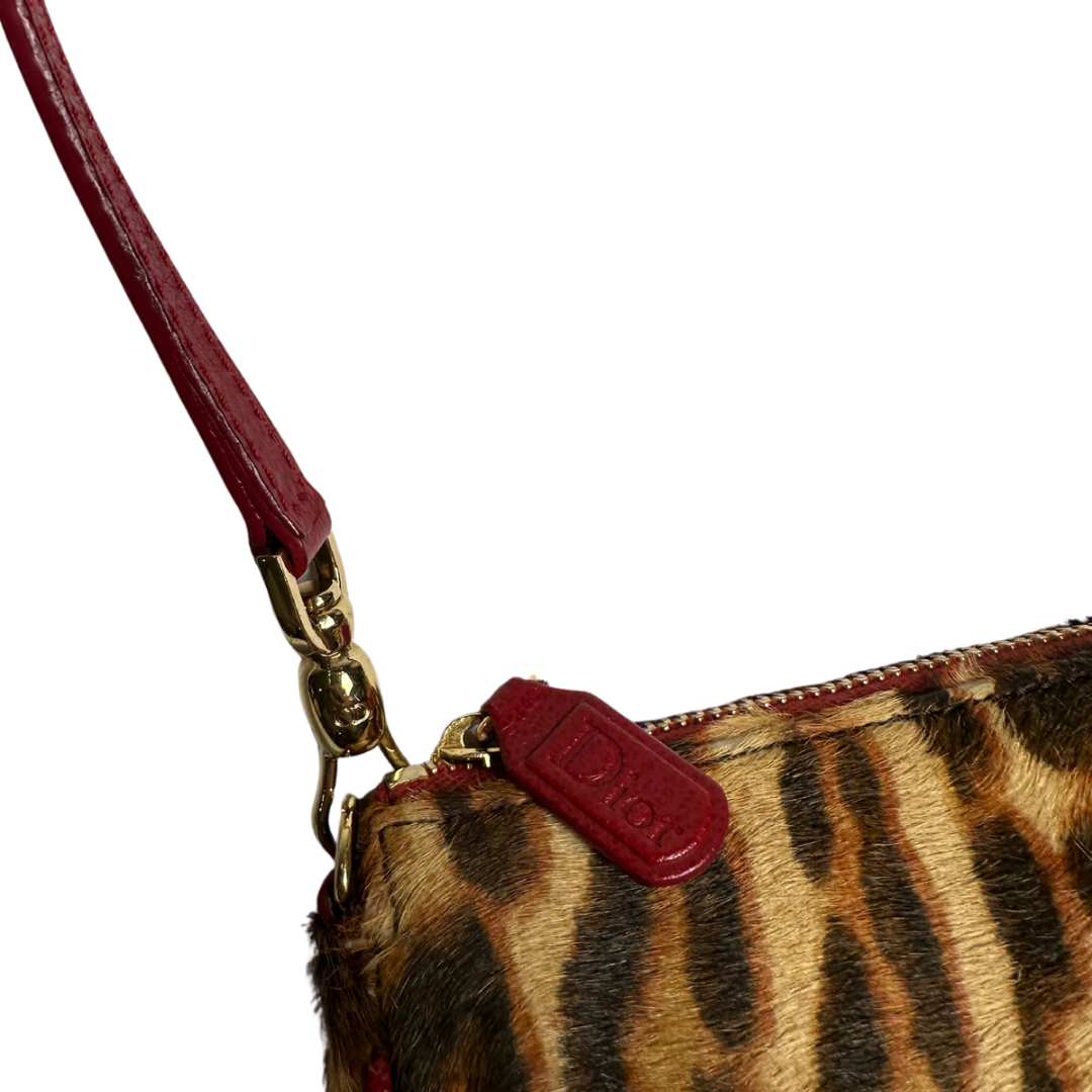 Christian Dior Leopard Print Pony Hair Saddle Bag