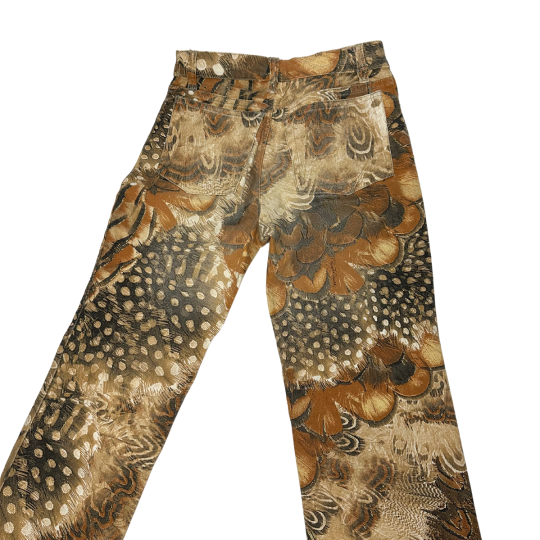 Roberto Cavalli Feather Print Jeans