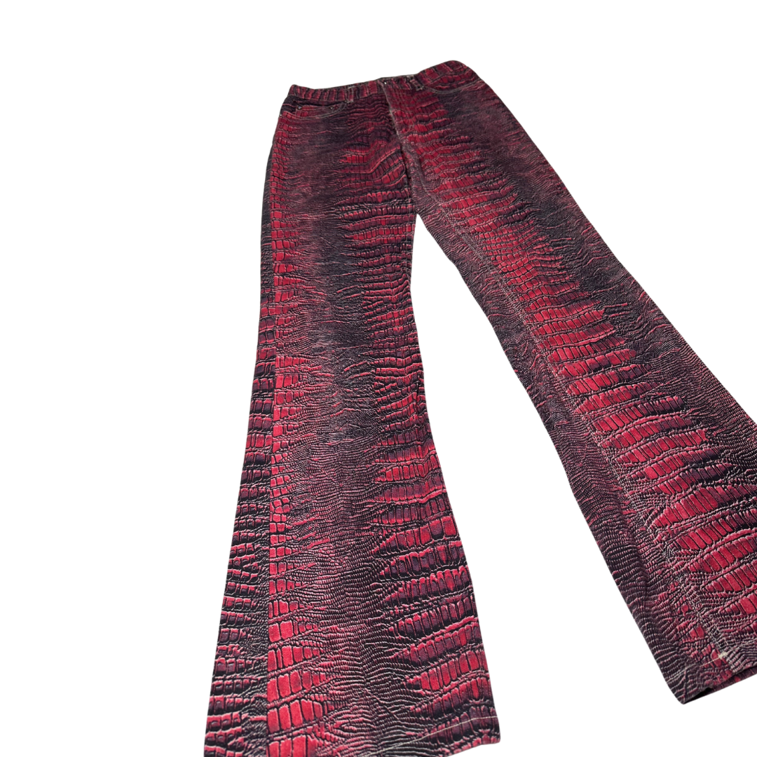 Roberto Cavalli Pink Snakeskin Print Jeans