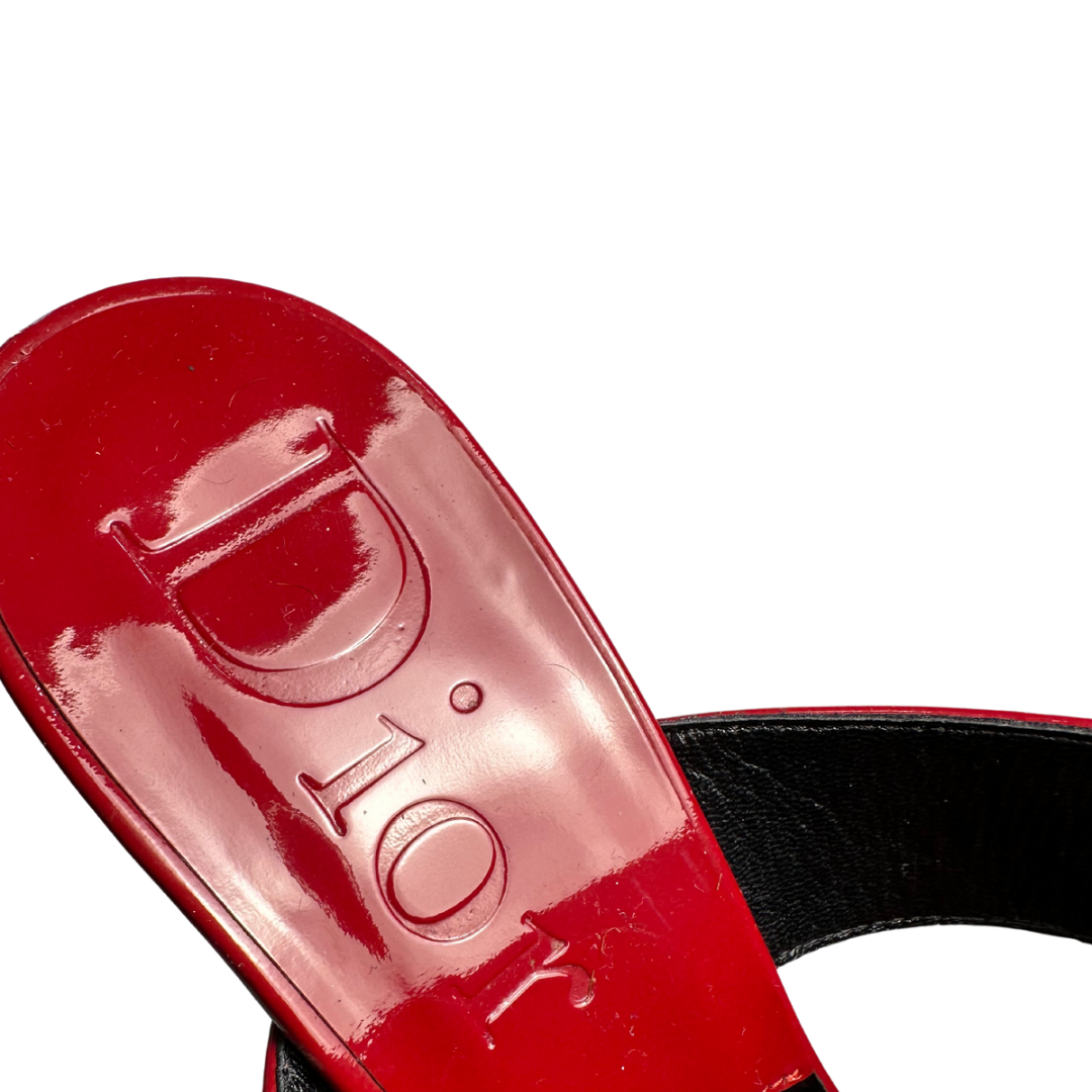 Dior Red Patent Leather Strap Heel