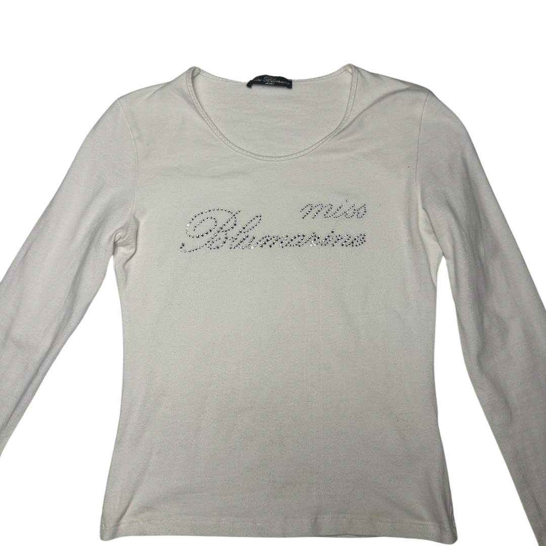 Blumarine Rhinestone Long Sleeve Tee