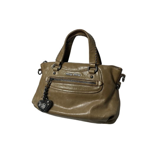 Miu Miu Leather Vitello Beige Handbag