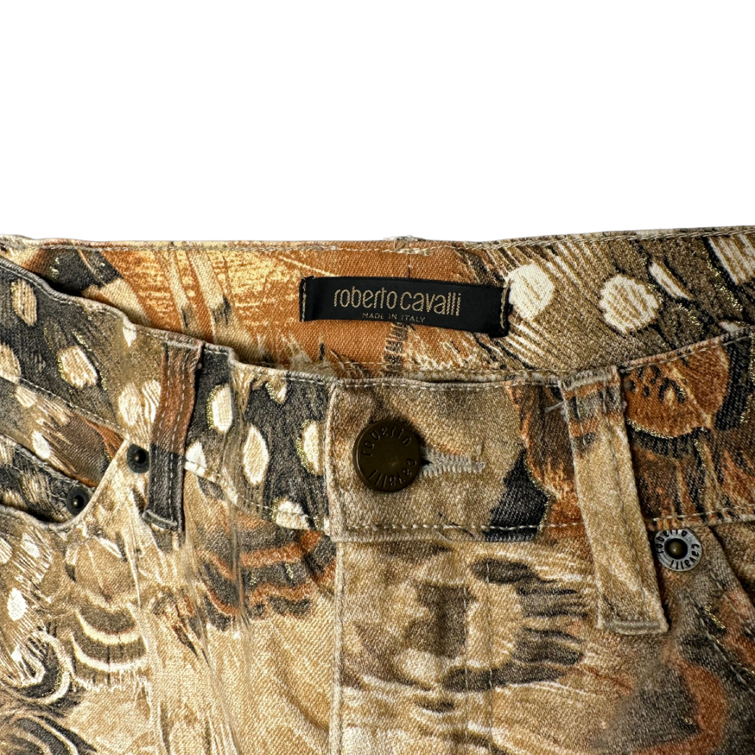 Roberto Cavalli Feather Print Jeans