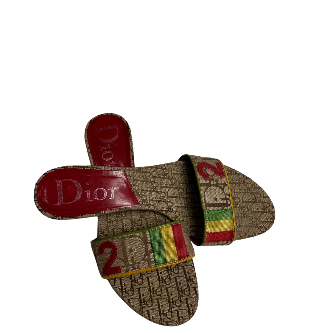 Christian Dior Rasta Monogram Mules