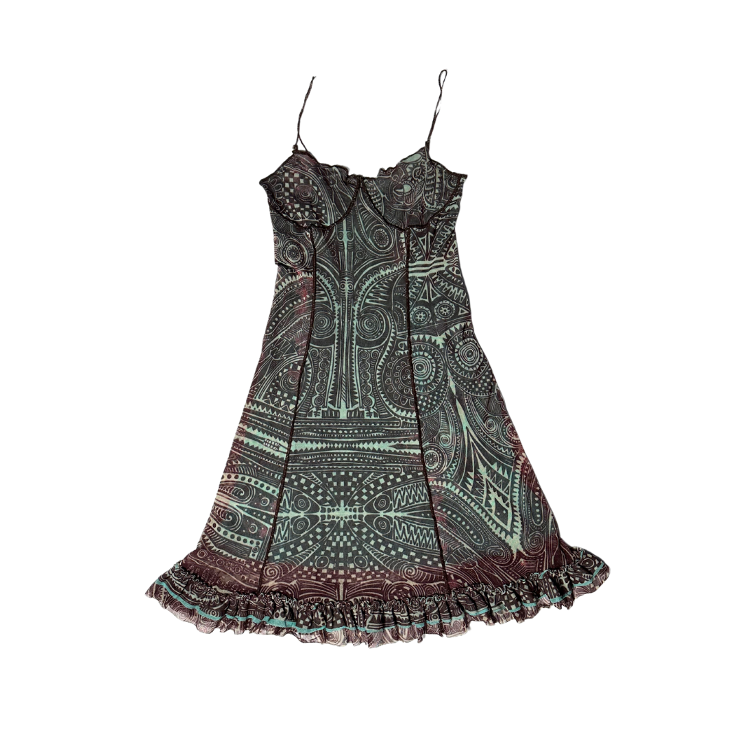 Jean Paul Gaultier 1996 Tattoo Mesh Slip Dress