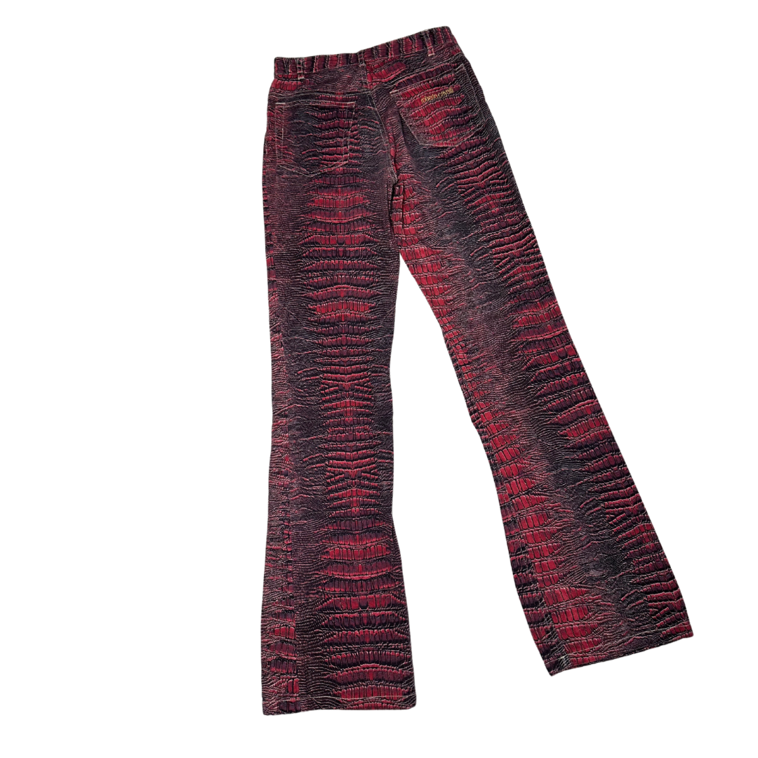 Roberto Cavalli Pink Snakeskin Print Jeans