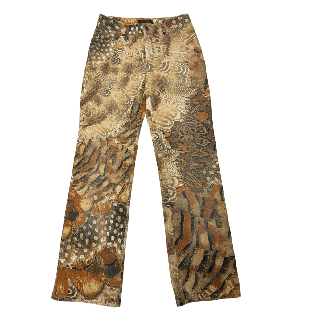 Roberto Cavalli Feather Print Jeans