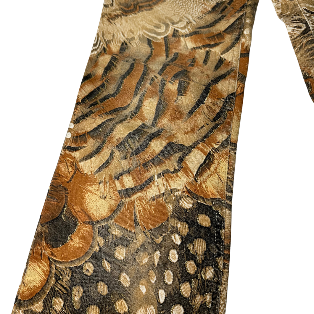 Roberto Cavalli Feather Print Jeans