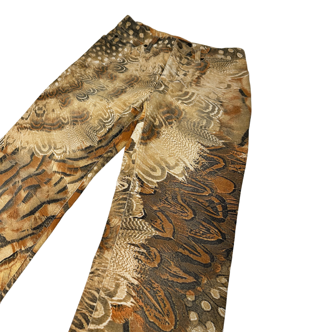 Roberto Cavalli Feather Print Jeans