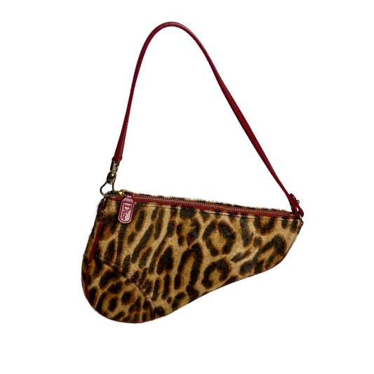 Christian Dior Leopard Print Pony Hair Saddle Bag