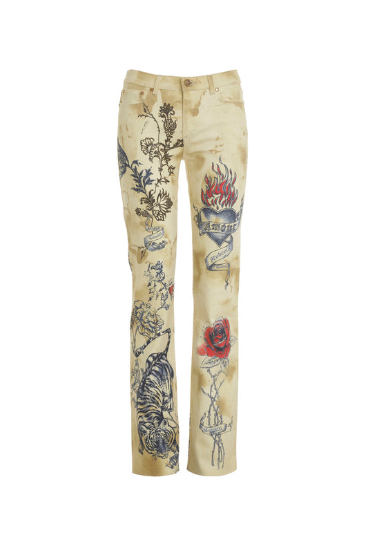 Roberto Cavalli Spring/Summer 2003 Tattoo Print Jeans